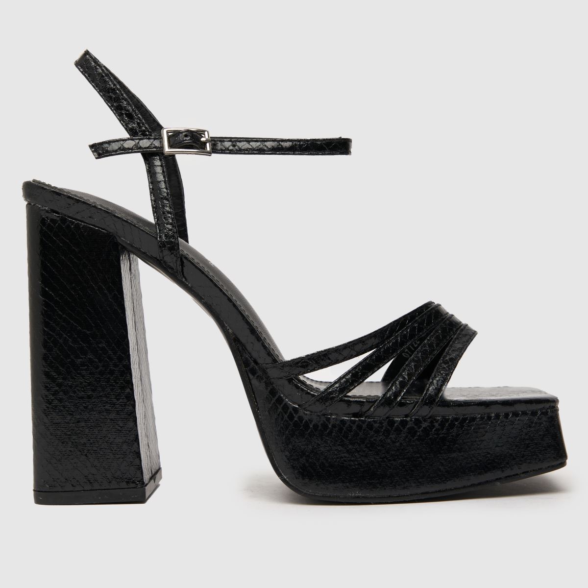 Schuh Black Skylar Snake Square Toe High Heels