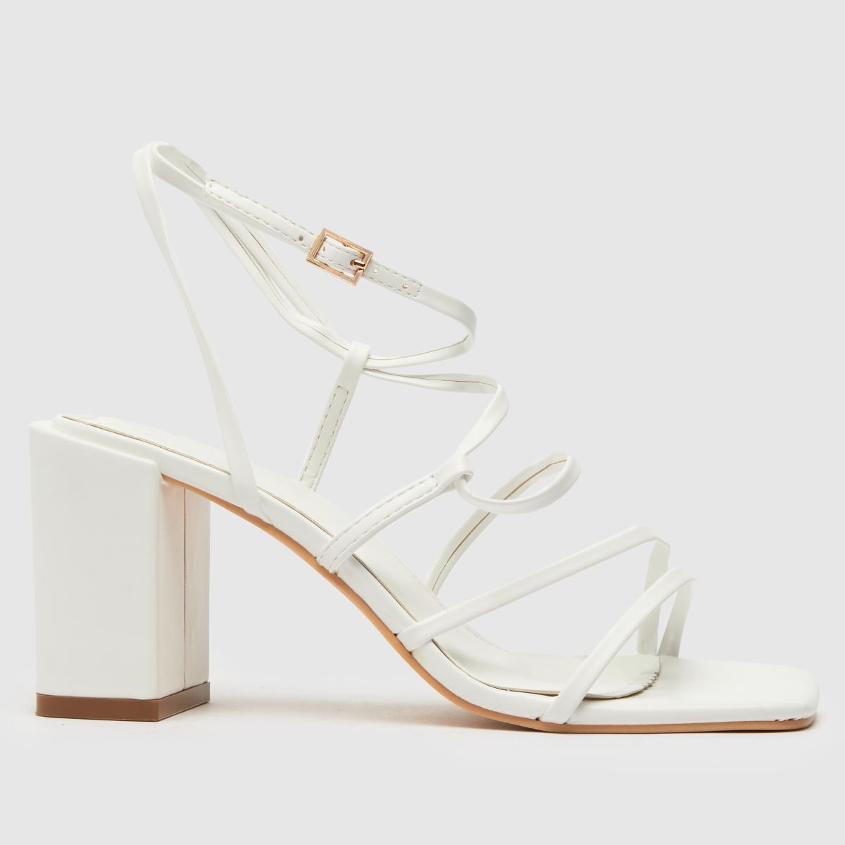 Schuh White Sasha Strappy Block Heel High Heels