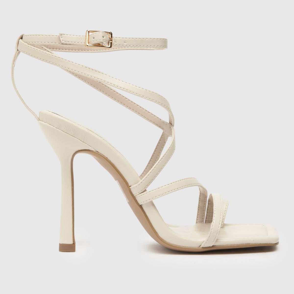 Schuh Sicily Strappy Square Toe High Heels In Natural