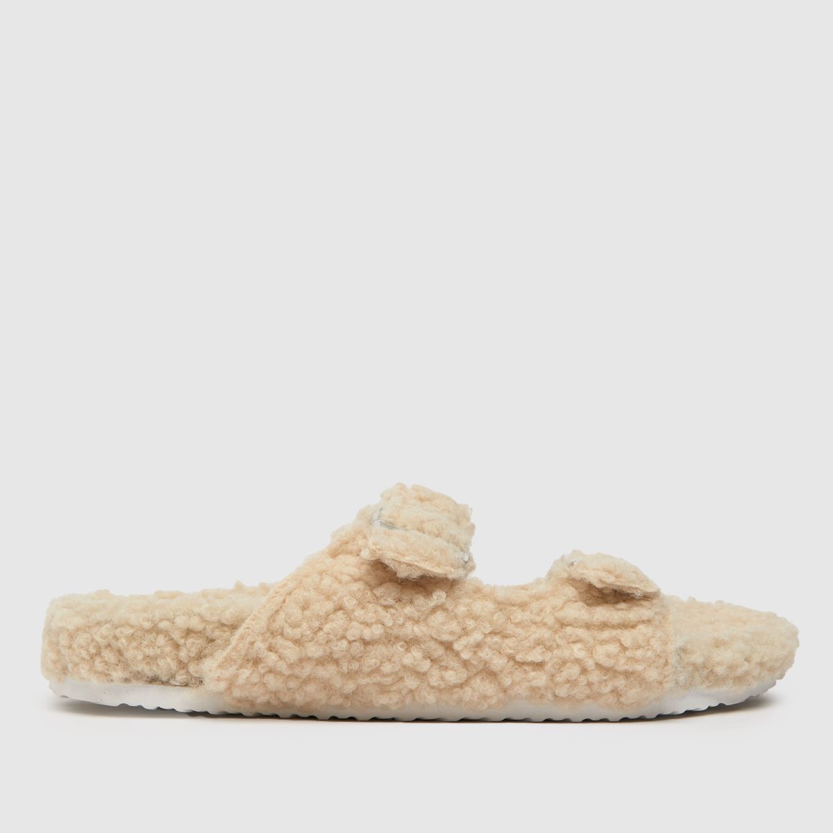 schuh haven borg buckle slippers in beige