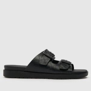 schuh trista croc buckle footbed sandals in black