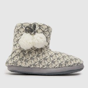 schuh harley knit slippers in white & grey