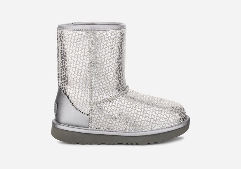UGG® Classic II Gel Hearts Boot in Grey, Size 2, Leather