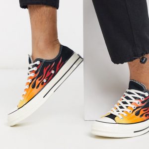 Converse Archive Flame Print Chuck 70 Ox trainers in black