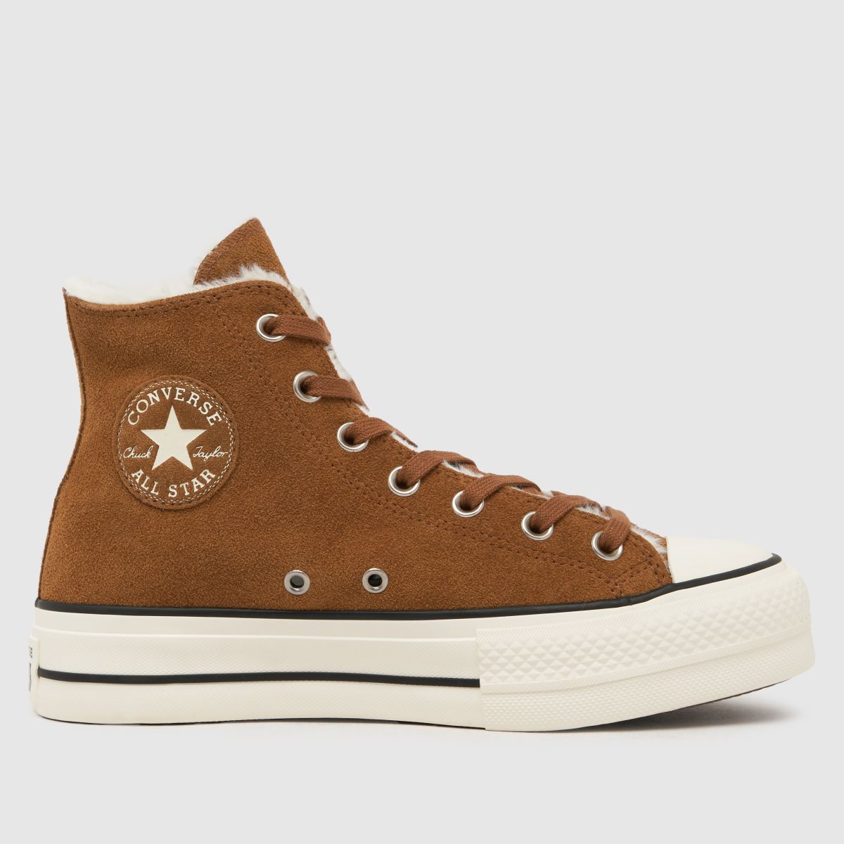 Converse all star lift hi cozy trainers in brown Converse all star lift hi cozy trainers in brown