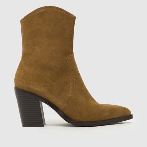 schuh angelo suede western boots in tan