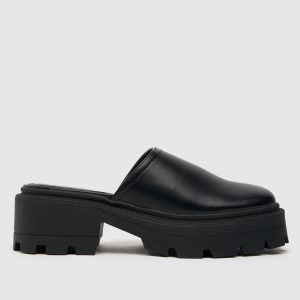 schuh tinsley closed toe chunky mule sandals in black