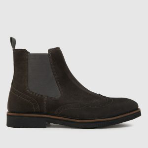 schuh doyle suede brogue boots in grey