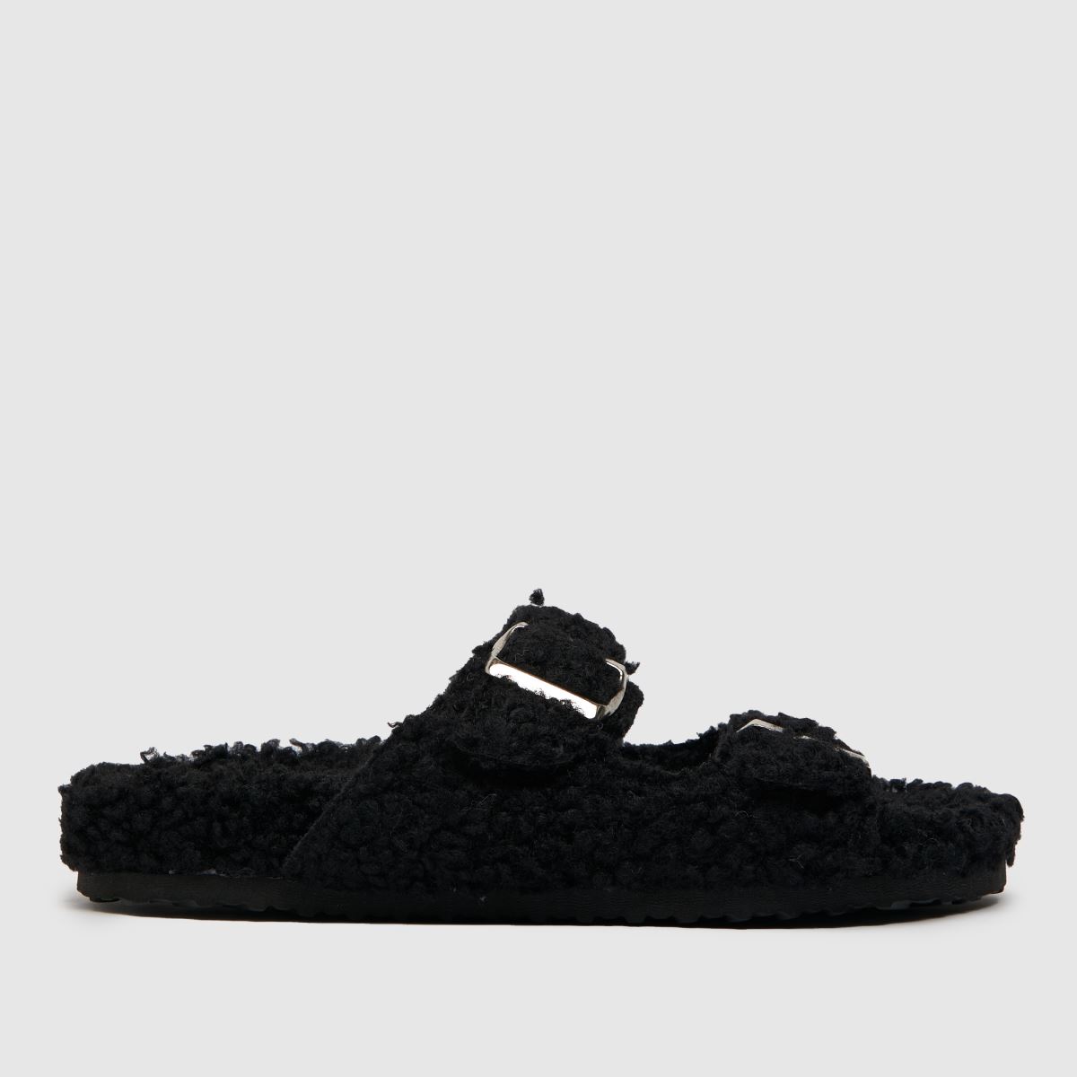 schuh haven borg buckle slippers in black