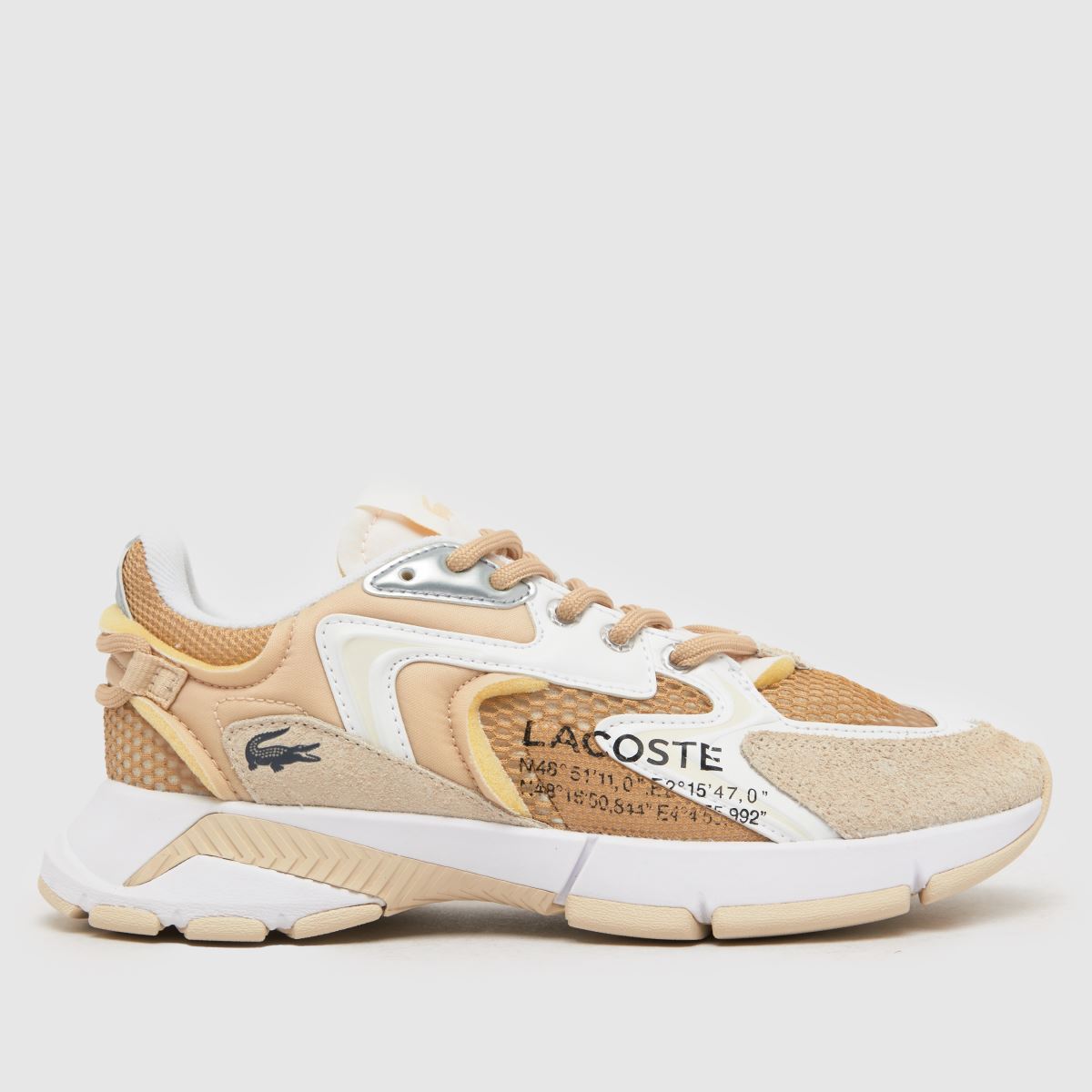 Lacoste l003 neo trainers in white & beige