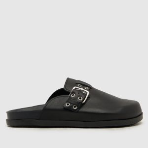 schuh tabbie leather closed toe mule sandals in black