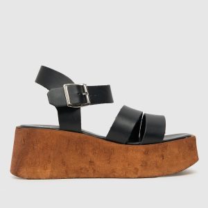 schuh viola cork wedge sandals in black