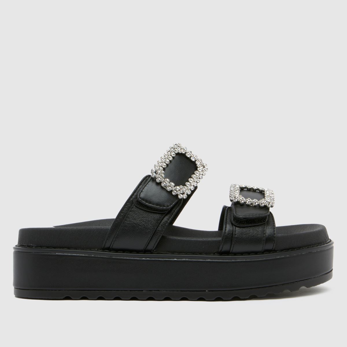 Steve Madden monumental sandals in black & silver Steve Madden monumental sandals in black & silver