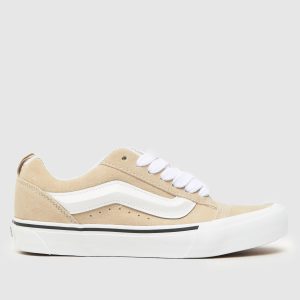 Vans knu skool trainers in white & beige