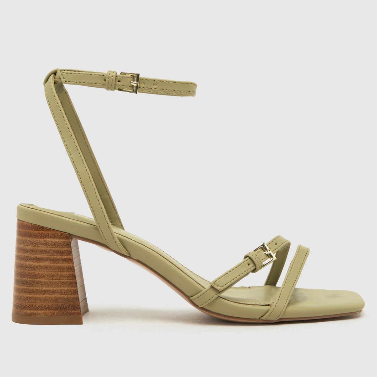 schuh saturn strappy block high heels in light green