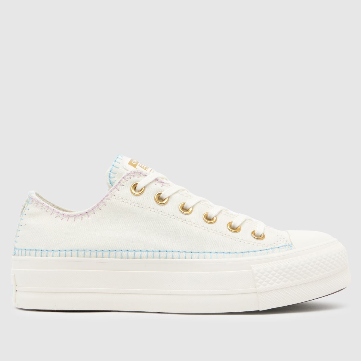 Converse all star lift ox craft stitch trainers in white & gold Converse all star lift ox craft stitch trainers in white & gold