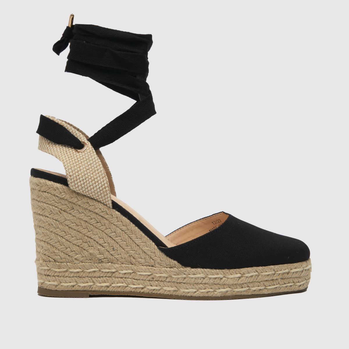 schuh venus ankle tie wedge sandals in black schuh venus ankle tie wedge sandals in black