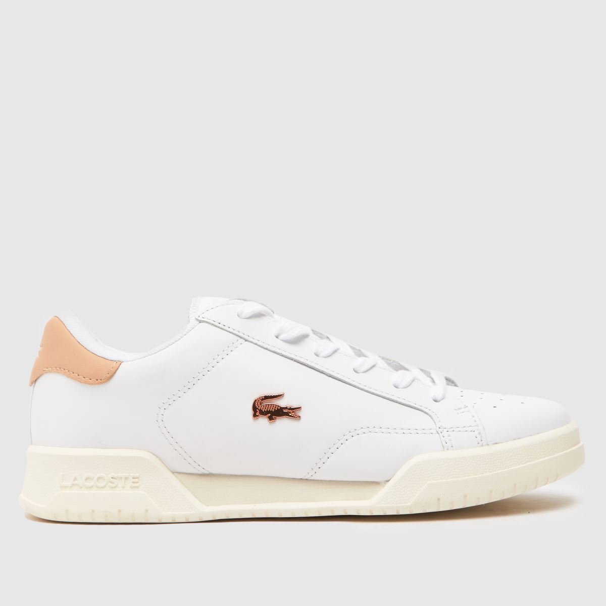 Lacoste twin serve trainers in white & pink