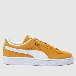 PUMA suede classic trainers in white & yellow
