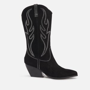 Steve Madden Women's Walkover Embellished Suede Western Boots - UK 3