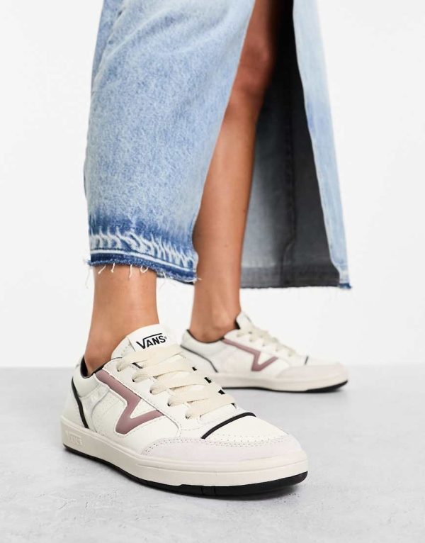 Vans Lowland leather trainers in off white and maroon-Neutral