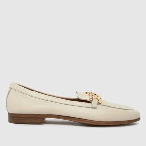 schuh lyon chain leather loafer flat shoes in off-white