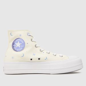 Converse all star lift hi trainers in white & purple