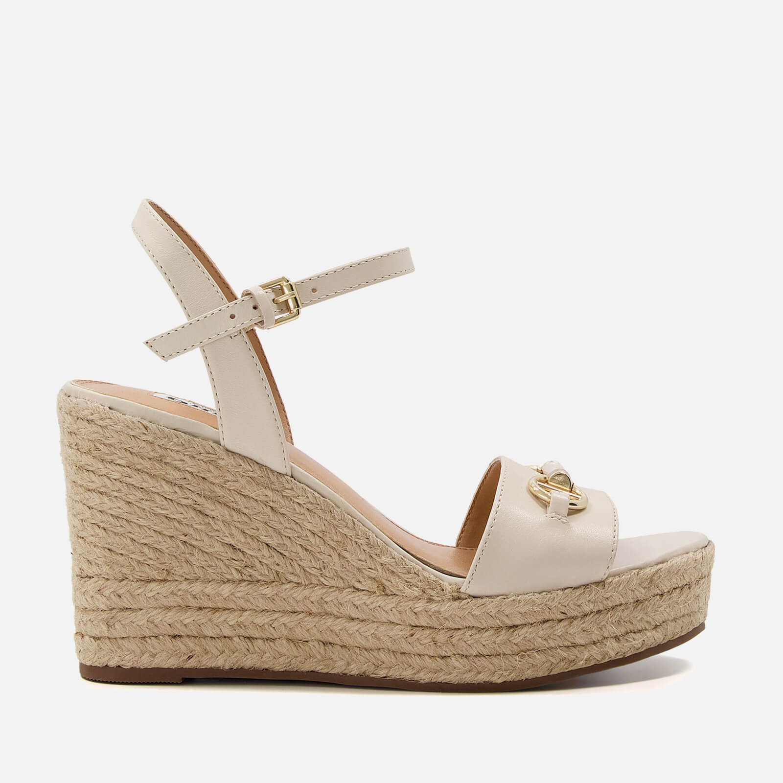 Dune London Kai Gold-Tone Leather Wedged sandals