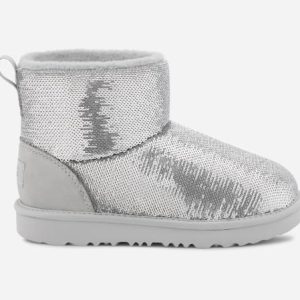 UGG® Classic Mini Mirror Ball Boot in Grey, Size 2, Leather