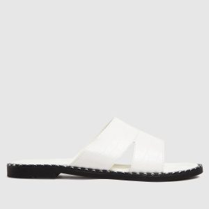 schuh topaz croc studded mule sandals in white