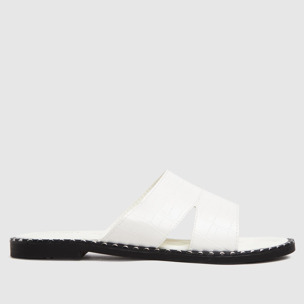 schuh topaz croc studded mule sandals in white