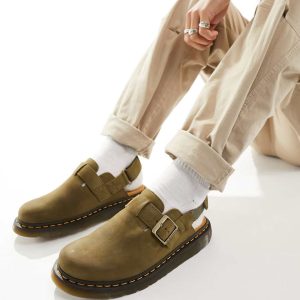Dr Martens Jorge II mules in khaki suede-Green