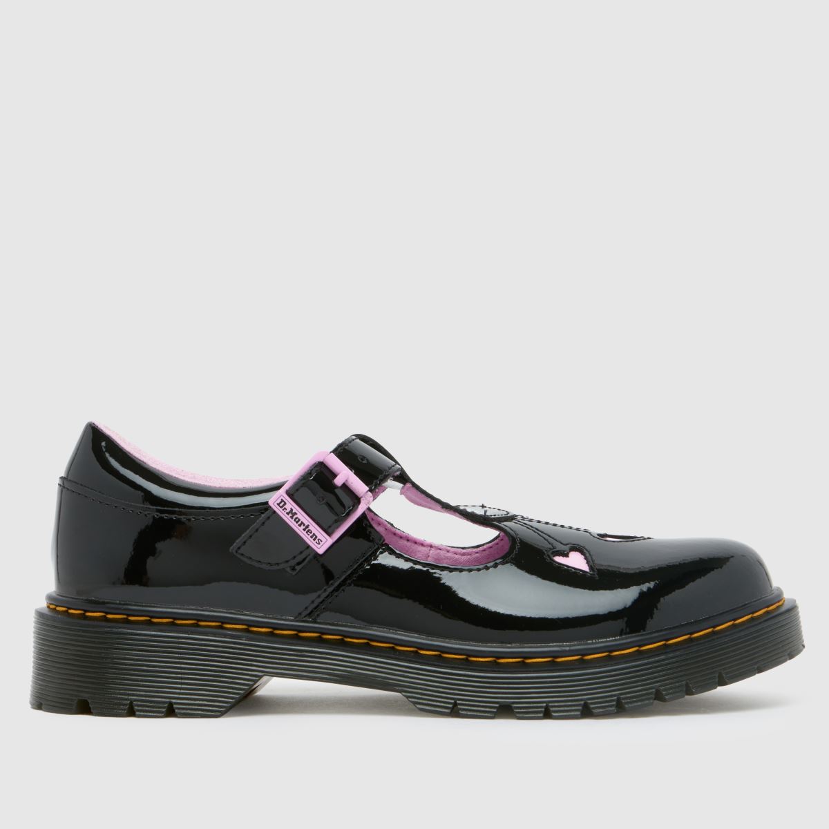 Dr Martens black & pink bex heart mj Girls Youth shoes