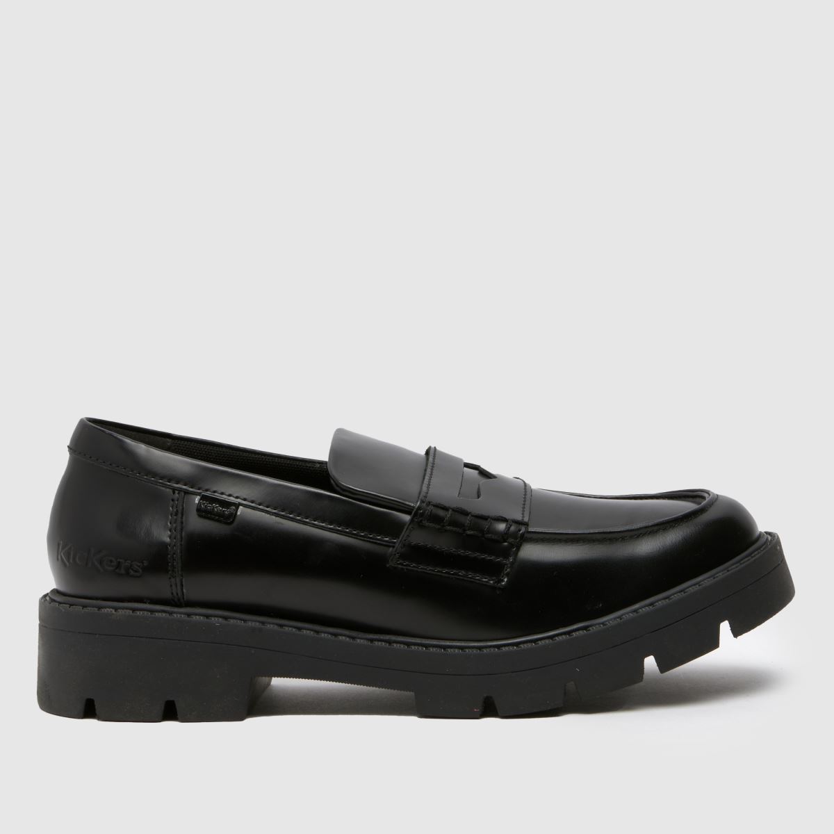 Kickers kori patent loafer flat shoes in black