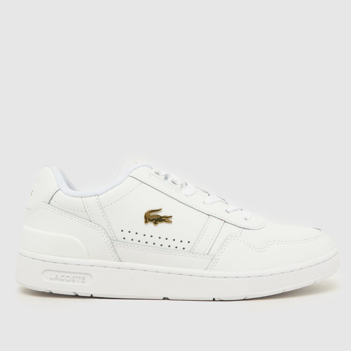 Lacoste t-clip trainers in white & gold Lacoste t-clip trainers in white & gold
