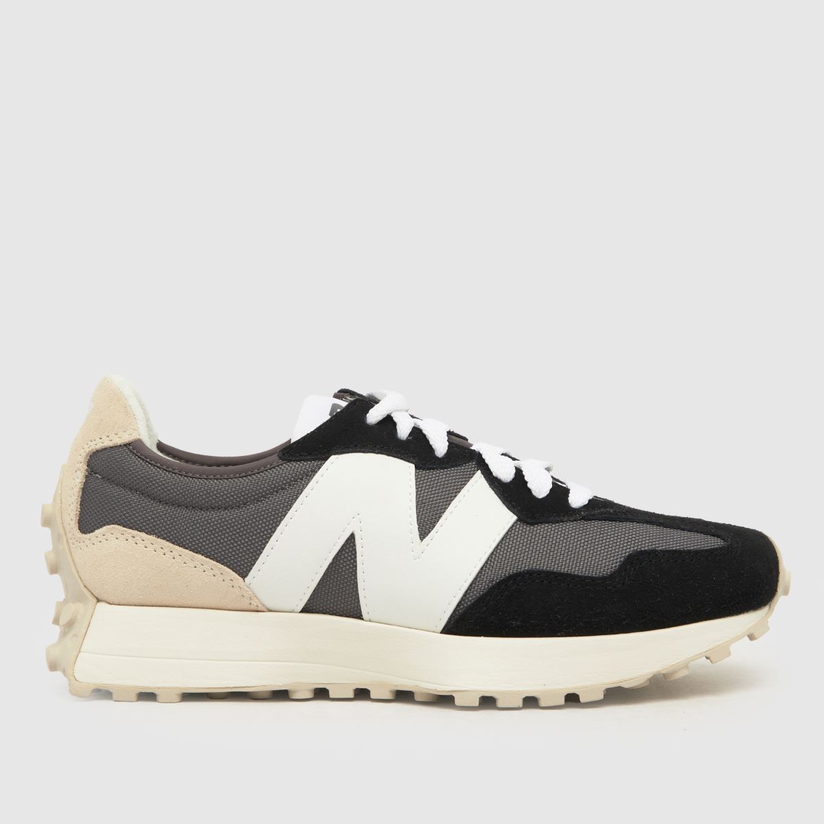 New Balance 327 trainers in black & white