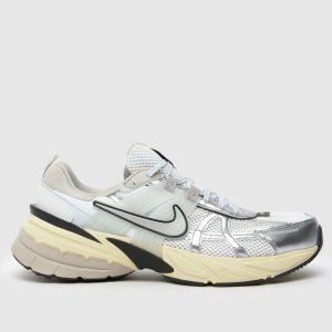 Nike v2k trainers in white & silver