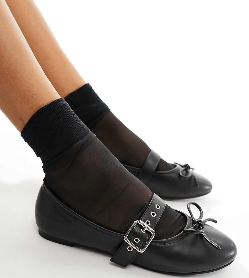 Public Desire Wide Fit Madelyn ballet flat in black