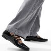 Public Desire Wide Fit Sherry strappy mary jane ballet flats in black patent