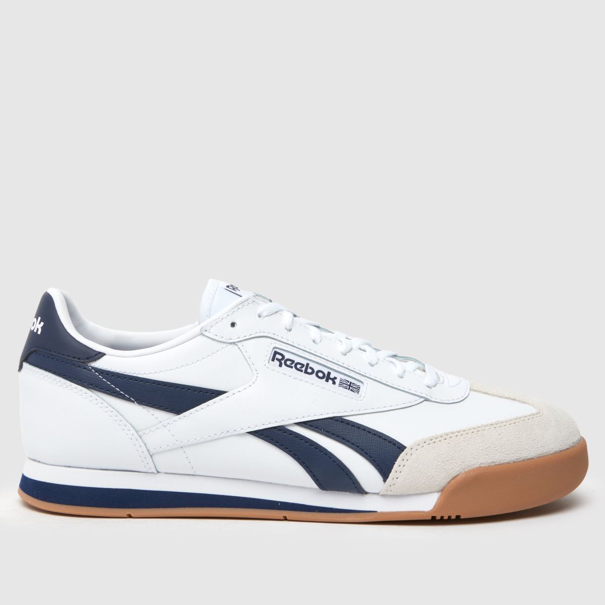 Reebok campio xt trainers in white & navy