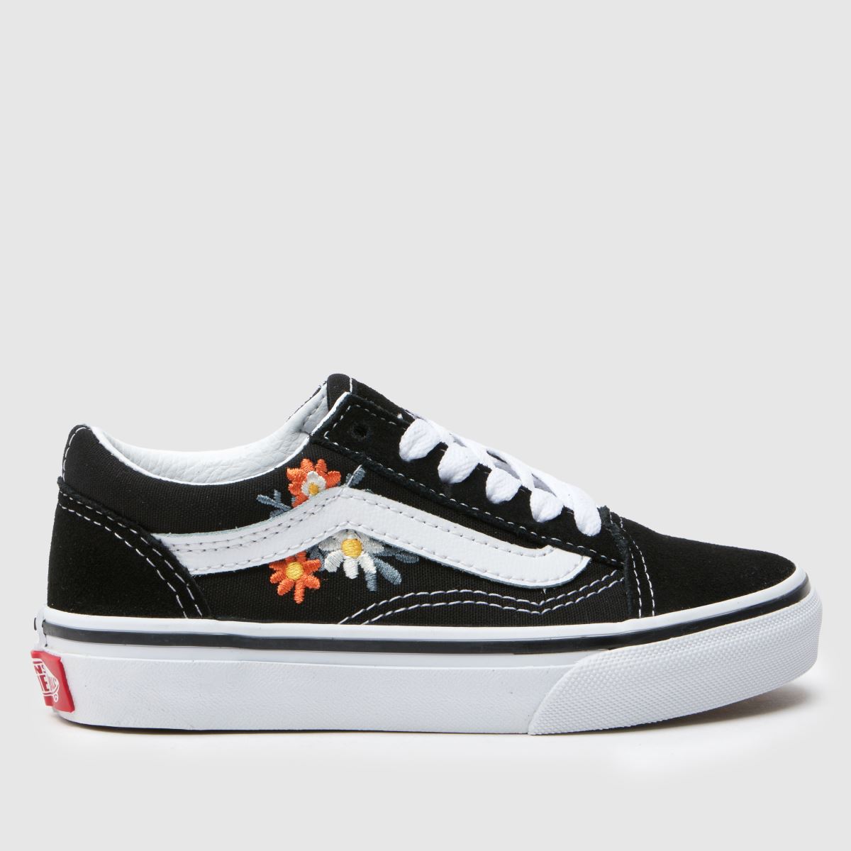 Vans black old skool floral Girls Junior trainers