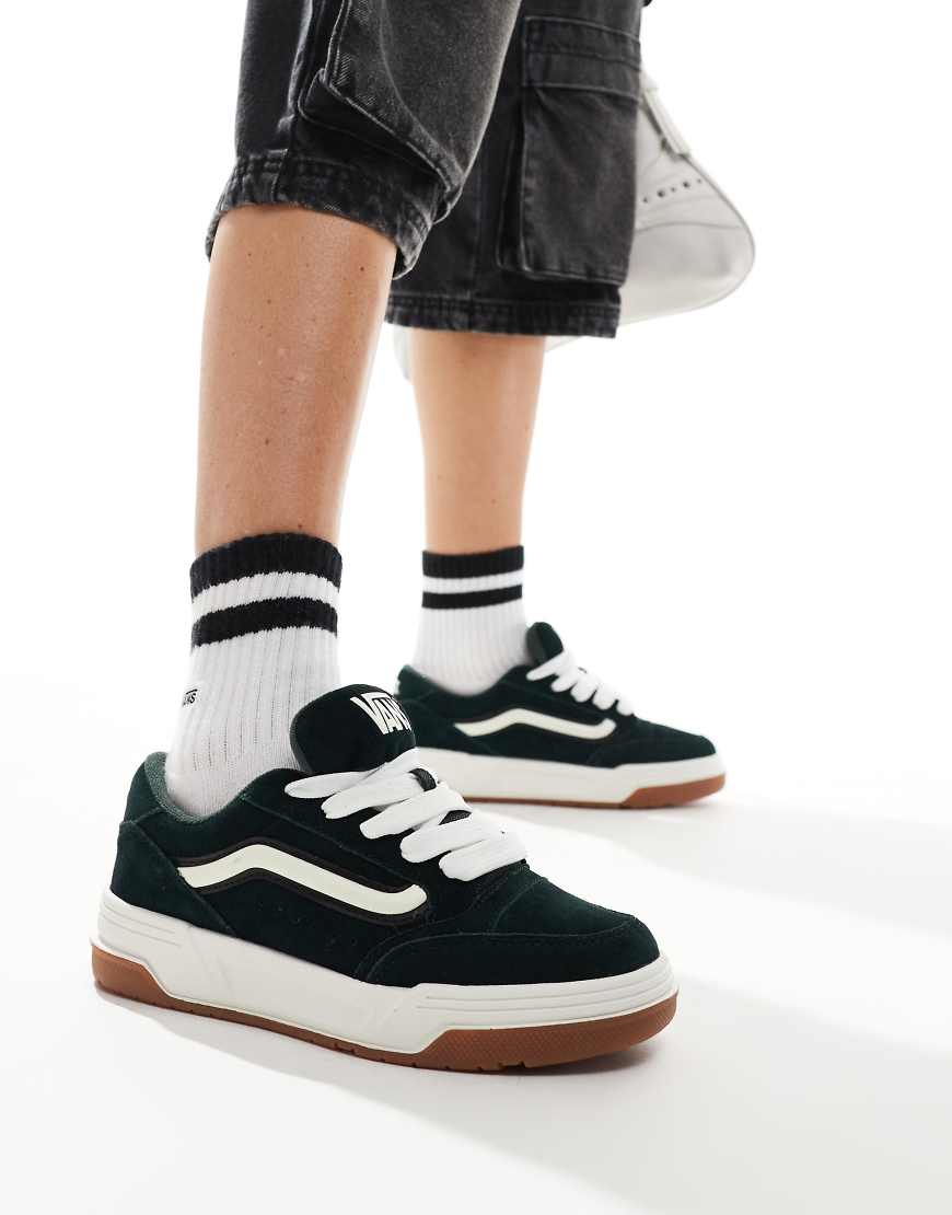 Vans hylane chunky suede trainers in dark green with gum sole detail