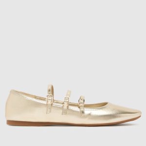 schuh lianna mary jane ballerina flat shoes in gold