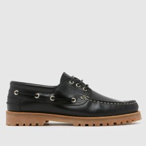 schuh princeton leather boat shoes in black