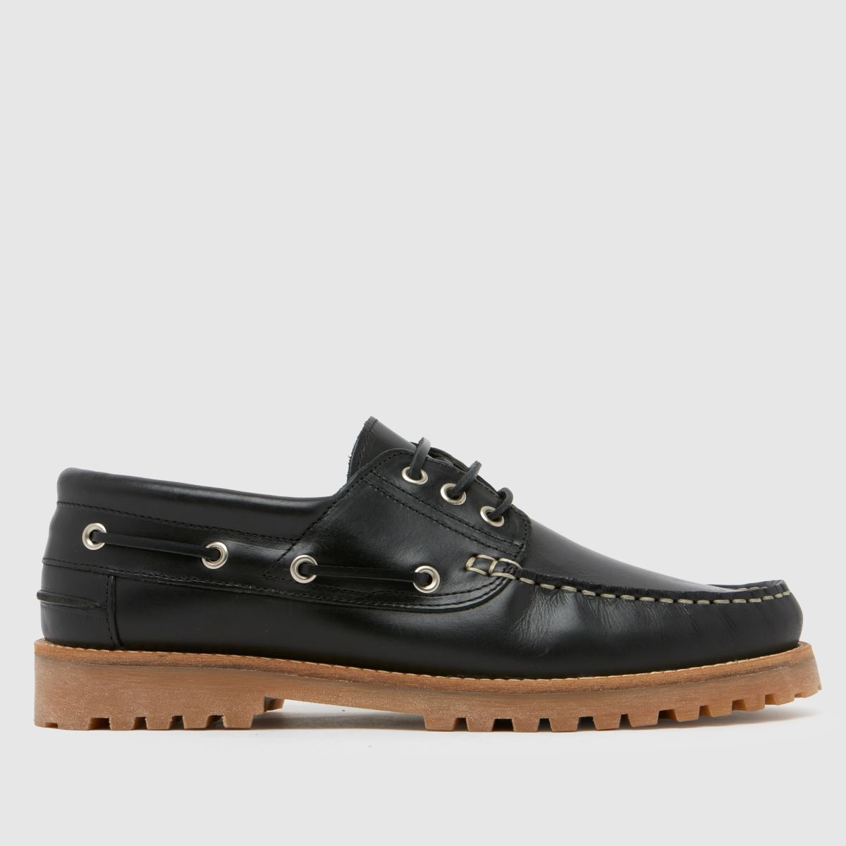 schuh princeton leather boat shoes in black