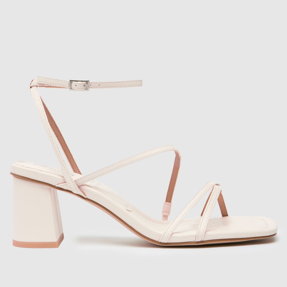 schuh sully strappy block high heels in off-white