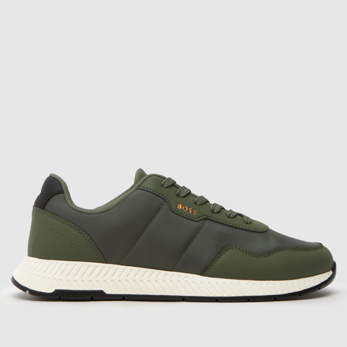 BOSS titanium trainers in dark green