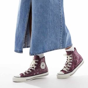 Converse Chuck Taylor All Star Hi trainers in glitter purple