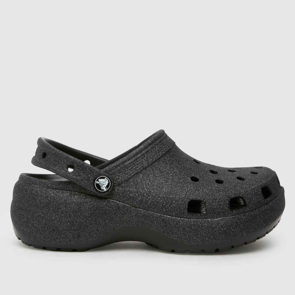 Crocs classic platform glitter clog sandals in black