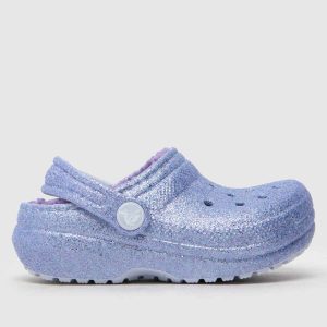 Crocs purple classic lined glitter clog Girls Toddler sandals